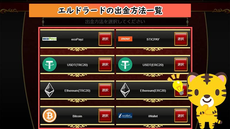 オンラインパチンコ・スロット｜エルドラード（ELDORADO）で出金方法を選択する（パソコン版）